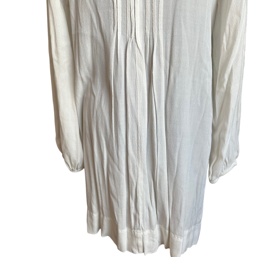 H&M White Long Sleeve Pleated Midi Dress Size 6 - Picture 7 of 17